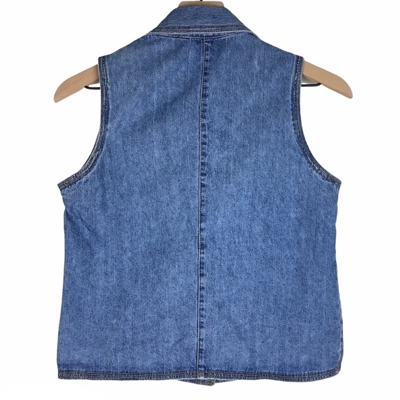 GAP Blue Jeans Top Vest Vintage Denim Sleeveless 90s Y2K Trucker Western Medium - Picture 3 of 8
